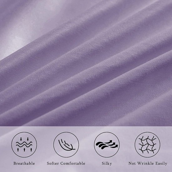 Softer, Cooler Bamboo Blend Pillowcases, Set of 2, 400 Silk Satin Textured Pillowcases, Reversible Smooth Pillowcases with Envelope Closure, Lavender King