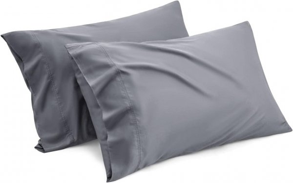 Cool Pillowcase Large - 100% Rayon, Sourced from Bamboo Dark Gray Pillowcases 2, Silky Soft Breathable Pillowcases with Envelope Closure, 20x30 inches
