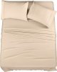 King Bed Sheets Set - 4 Piece Bedding - Brushed Microfiber - Shrinkage and Fade Resistant - Easy Care (King, Beige)