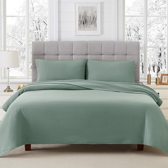 Plush Micro Fleece Full Bed Sheet Set - Soft Fuzzy Polar Fleece Velour Velvet Sheets - Extra Warm Winter Fleece Bed Sheets with Deep Pocket - Emerald Green - Full