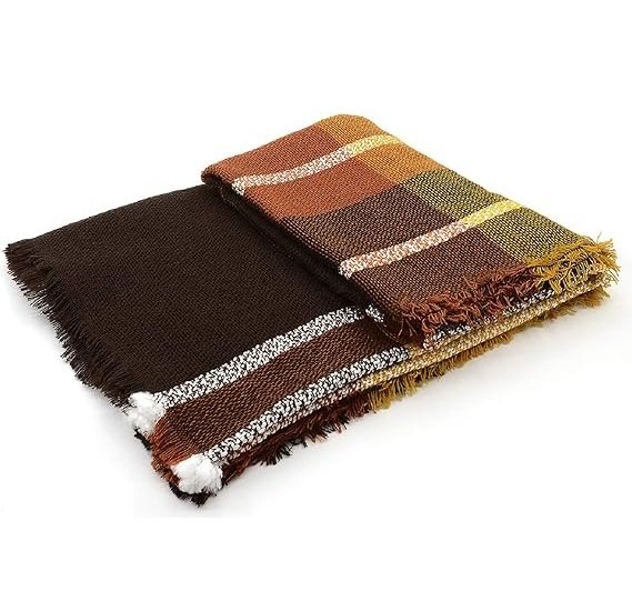 Womens Winter Scarf Tassel Plaid Scarf Chunky Blanket Scarves Soft Lightweight Blanket Thick Large Wrap Shawl
