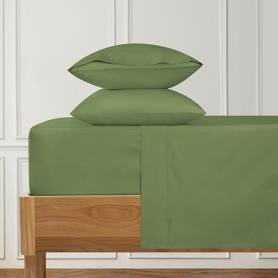 King Size Sheets Set (4 Pc), 100% Cotton Sheets, Cooling Sheets, 400 Thread Count, Soft & Luxury Sateen Weave Sheets for King Size Bed with 16'' Elasticized Deep Pockets - Sage