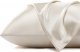 Satin Pillowcase for Hair - Beige Satin Pillow Cases Standard Size with Zipper 2 Pack,  Silky & Soft Pillow Covers, 20x26 Inches