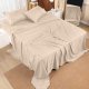 King Bed Sheets Set - 4 Piece Bedding - Brushed Microfiber - Shrinkage and Fade Resistant - Easy Care (King, Beige)