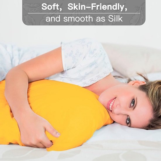 Pillow Cases Queen - Yellow Slip Pillow Cases for Hair and Skin 2 Pack 20x30 inches,Soft Chill & Breathable Pillow Cover with Envelope Closure