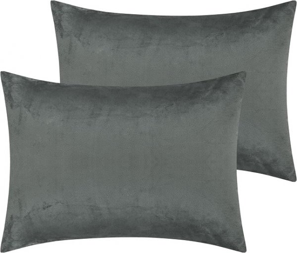 Velvet Pillowcases with Envelope Closure Set of 2 Soft and Durable (20"x30") Grey